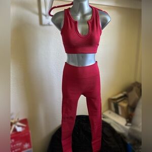 Amazon Red two piece workout set
